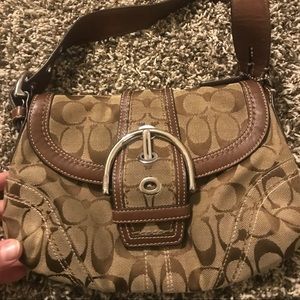 Coach brown signature hobo bag